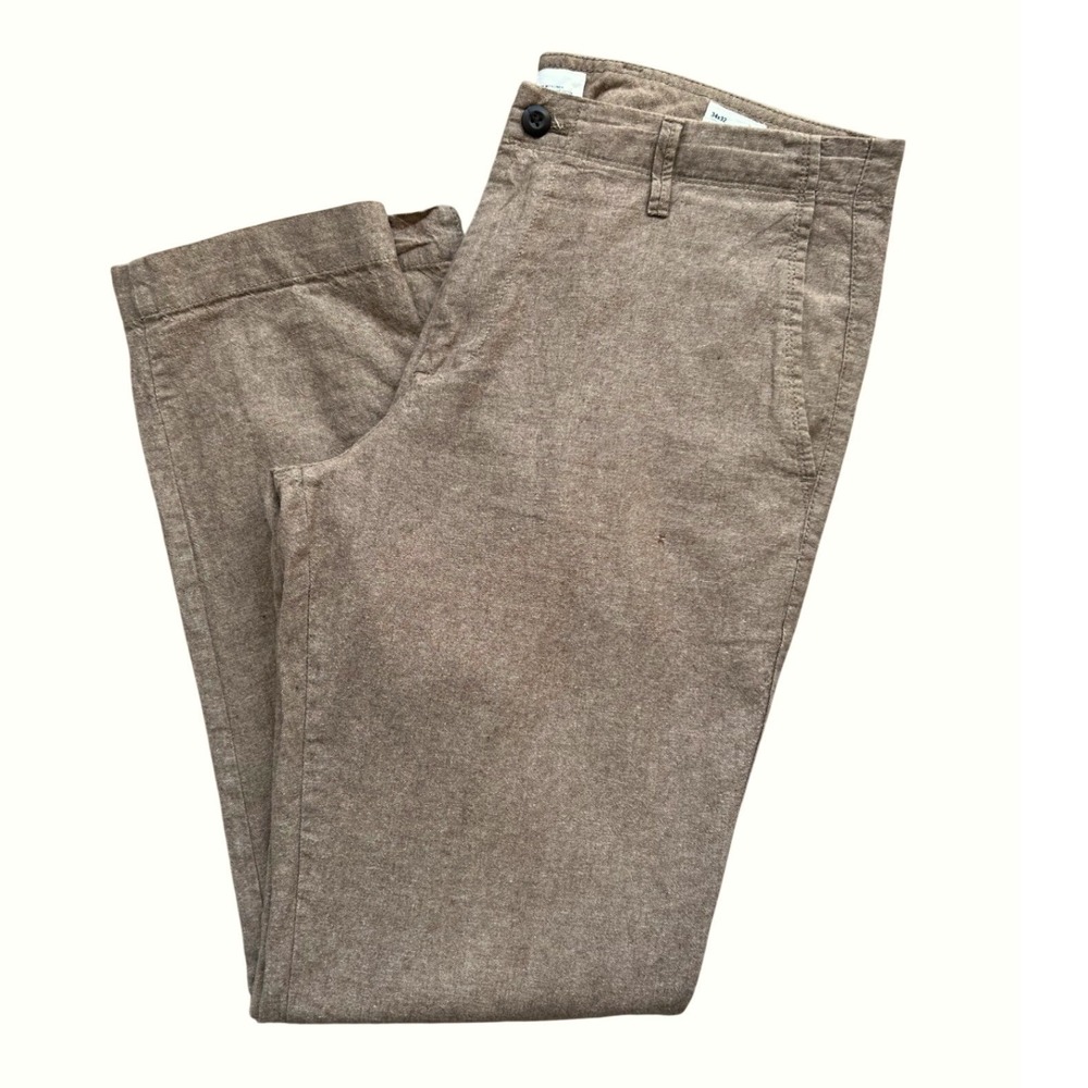 GAP Slim Fit Linen Cotton Blend Chino Pants Brown Tan, Mens 34x32